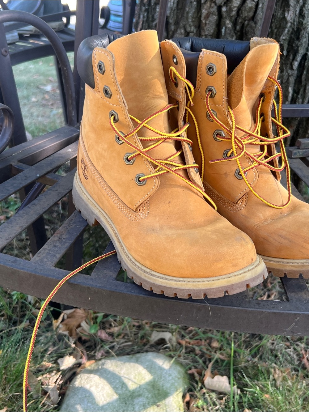 Timberland Wheat/Yellow Lace-Up Leather Combat Boots